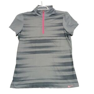Nike‎ Small Golf Tour Performance Dri-Fit 1/4 Zip Cap Sleeve Striped Women's Top